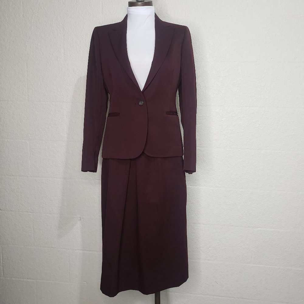 Vintage Mark Shale Wool Skirt Suit Brown/Red 6
